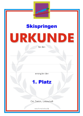 Urkunden Sportarten: Urkunde Skispringen 2. PNG Datei