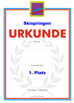 Skispringen Urkunden 2 (51 Stck) - Das Set 'Skispringen 2' besteht aus Urkunden fr die Platzierung 1 bis 3.