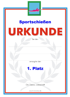 Urkunden Sportarten: Urkunde Sportschießen 2. PNG Datei