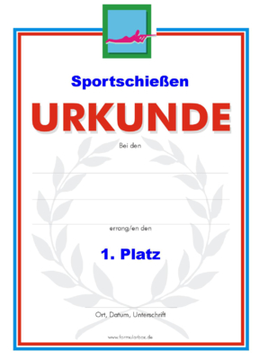 Urkunde Sportschießen 2 51 Sportschießen-Urkunden. Das Set Sportschießen liegend besteht aus verschiedenen Urkunden für die Platzierung 1 bis 3.