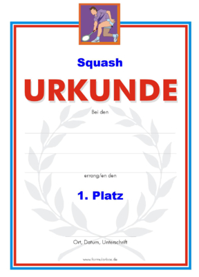 Urkunden Sportarten: Urkunde Squash. PNG Datei