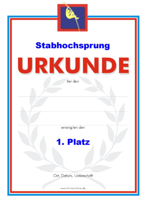 Urkunden Sportarten: Urkunde Stabhochsprung. PNG Datei