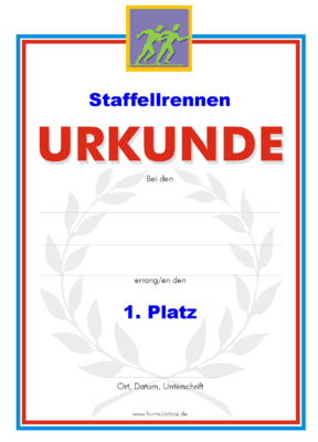 Urkunden Sportarten: Urkunde Staffellrennen. PNG Datei