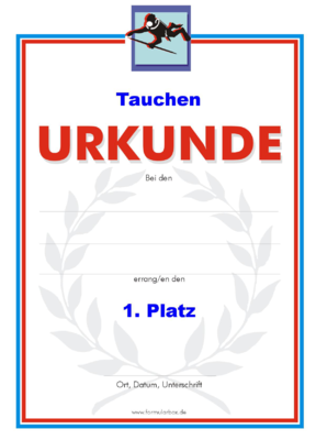 Tauchen Urkunden (51 Stck) - Das Set 'Tauchen' besteht aus Urkunden fr die Platzierung 1 bis 3.