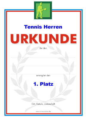 Tennis Urkunden, Herren (51 Stck) - Das Set 'Tennis Herren' besteht aus Urkunden fr die Platzierung 1 bis 3.