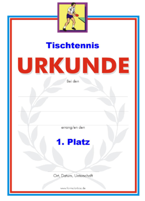 Tischtennis Urkunden (51 Stck) - Das Set 'Tischtennis' besteht aus Urkunden fr die Platzierung 1 bis 3.