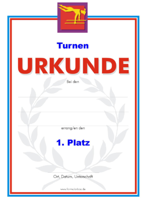 Urkunden Sportarten: Urkunde Turnen, Barren - Rot. PNG Datei