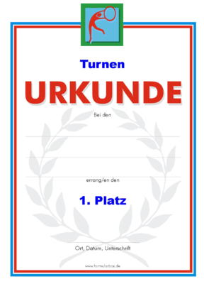Turnen Urkunden, Reifen (51 Stck) - Das Set 'Turnen' mit Reifen besteht aus Urkunden fr die Platzierung 1 bis 3.