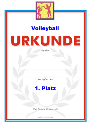 Volleyball Urkunden (51 Stck) - Das Set 'Volleyball' besteht aus Urkunden fr die Platzierung 1 bis 3.