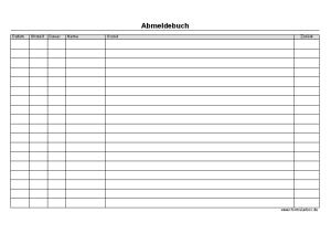 Organisieren, Planen: Abmeldebuch im Querformt. PDF Datei