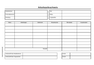 Personal, Bewerber: Arbeitszeitnachweis mit Überstunden. PDF Datei