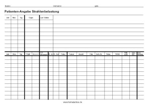 Praxisformular, Strahlenbelastung - Formular: Patientanangabe Strahlenbelastung.