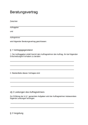 Personal, Bewerber: Beratungsvertrag (Word). DOC Datei