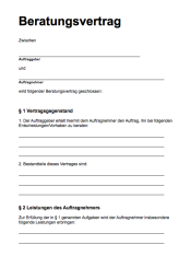 Beratungsvertrag (Word) - Word-Vorlage Beratungsvertrag zwischen Arbeitgeber und Arbeitnehmer.