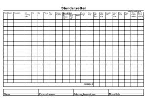 Stundenzettel für Kraftfahrer - Stundenzettel für Kraftfahrer und Reisende im Querformat.