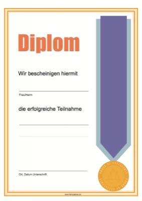 Diplome, Zertifikate: Teilnahme Diplom mit Gold-Medaille. PDF Datei