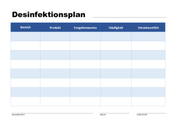 Organisieren, Planen: Desinfektionsplan 3 (Word). DOC Datei