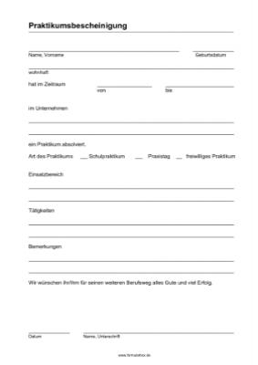 Personal, Bewerber: Praktikumsbescheinigung (Word). DOC Datei