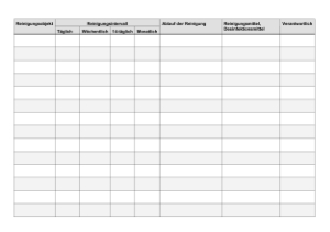 Organisieren, Planen: Reinigungsplan, Intervall (Word). DOC Datei