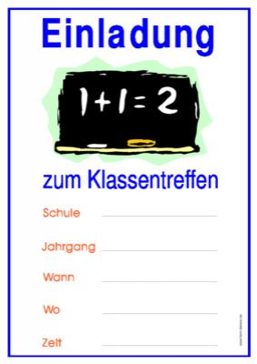 Einladungen: Einladung zum Klassentreffen (Tafel). PDF Datei