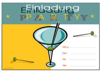 Einladungen: Einladung zur Party. PDF Datei