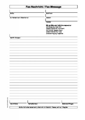 Sonstiges: Faxvorlage, Faxformular, deutsch, englisch. PDF Datei