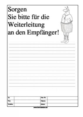 Cartoon Faxformular, sorgen Sie bitte für ... - Cartoon-Faxformular mit Text: Sorgen Sie bitte für die Weiterleitung an den Emp ...