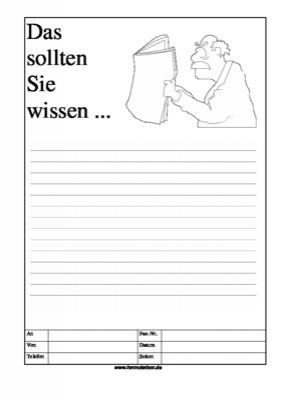 Cartoon Faxformular, das sollten Sie wissen - Cartoon-Faxformular mit Text: Das sollten Sie wissen ...