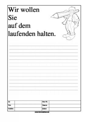 Cartoon Faxformular, wir wollen Sie auf dem laufenden halten - Cartoon-Faxformular mit Text: Wir wollen Sie auf dem laufenden halten.