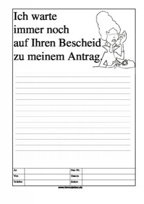 Cartoon Faxformular, ich warte immer noch auf ... - Cartoon-Faxformular mit Text: Ich warte immer noch auf Ihren Bescheid zu meinem ...