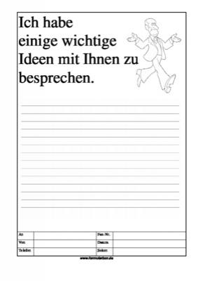 Cartoon Faxformular, ich habe einige wichtige Ideen ... - Cartoon-Faxformular mit Text: Ich habe einige wichtige Ideen mit Ihnen zu bespre ...