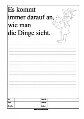 Cartoon Faxformular, es kommt immer darauf an ... - Cartoon-Faxformular mit Text: Es kommt immer darauf an, wie man die Dinge sieht. ...