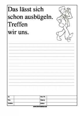 Cartoon Faxformular, das lt sich schon ausbgeln - Cartoon-Faxformular mit Text: Das lt sich schon ausbgeln. Treffen wir uns. ...