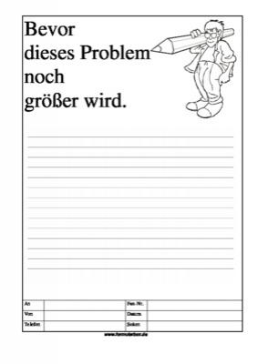Cartoon Faxformular, bevor dieses Problem ... - Cartoon-Faxformular mit Text: Bevor dieses Problem noch grer wird.