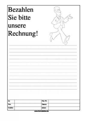 Cartoon Faxformular, bezahlen Sie bitte ... - Cartoon-Faxformular mit Text: Bezahlen Sie bitte unsere Rechnung!