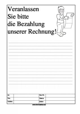 Cartoon Faxformular, veranlassen Sie bitte ... - Cartoon-Faxformular mit Text: Veranlassen Sie bitte die Bezahlung unserer Rechnu ...