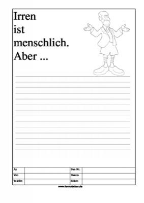 Cartoon Faxformular, irren ist menschlich - Cartoon-Faxformular mit Text: Irren ist menschlich. Aber ...