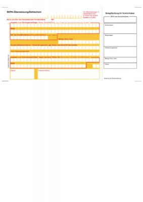 Überweisungsschein, Zahlschein (SEPA) - Vordruck, Zahlschein, Überweisungsauftrag für SEPA Überweisungen.