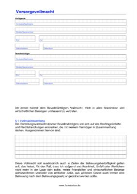 Vorsorgevollmacht Pdf Vorlage Zum Ausdrucken