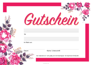 Gutscheine: Gutschein 'Blumen, Pflanzen'. PDF Datei