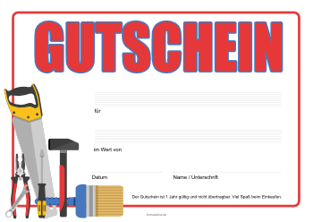 Gutscheine: Gutschein 'Werkzeug, Hobby, Basteln'. PDF Datei