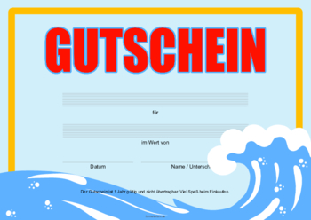 Gutschein 'Meer' - Gutscheinvorlage 'Meer' für einen Geschenkgutschein im Querformat.