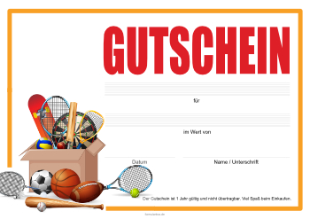 Gutscheine: Gutschein 'Sport, Sportgeräte Ballsport'. PDF Datei