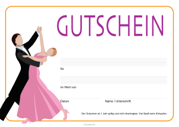 Gutscheine: Gutschein 'Tanzen, Tanzpaar'. PDF Datei