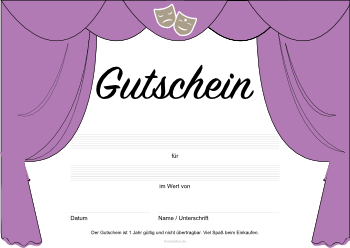 Gutscheine: Gutschein 'Theater, Vorhang'. PDF Datei