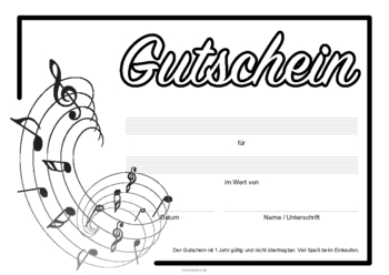 Gutscheine: Gutschein 'Musik, Noten'. PDF Datei