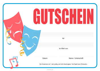 Gutscheine: Gutschein 'Theater, Masken'. PDF Datei