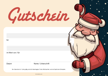 Gutscheine: Weihnachtsgutschein, Weihnachtsmann, Rot. PDF Datei