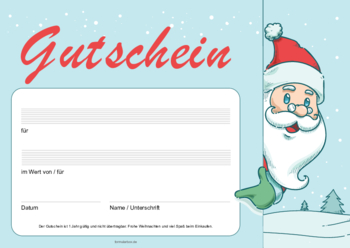 Gutscheine: Weihnachtsgutschein, Weihnachtsmann, Blau. PDF Datei