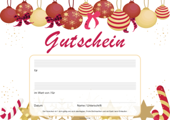 Gutscheine: Weihnachtsgutschein, Weihnachtsschmuck. PDF Datei